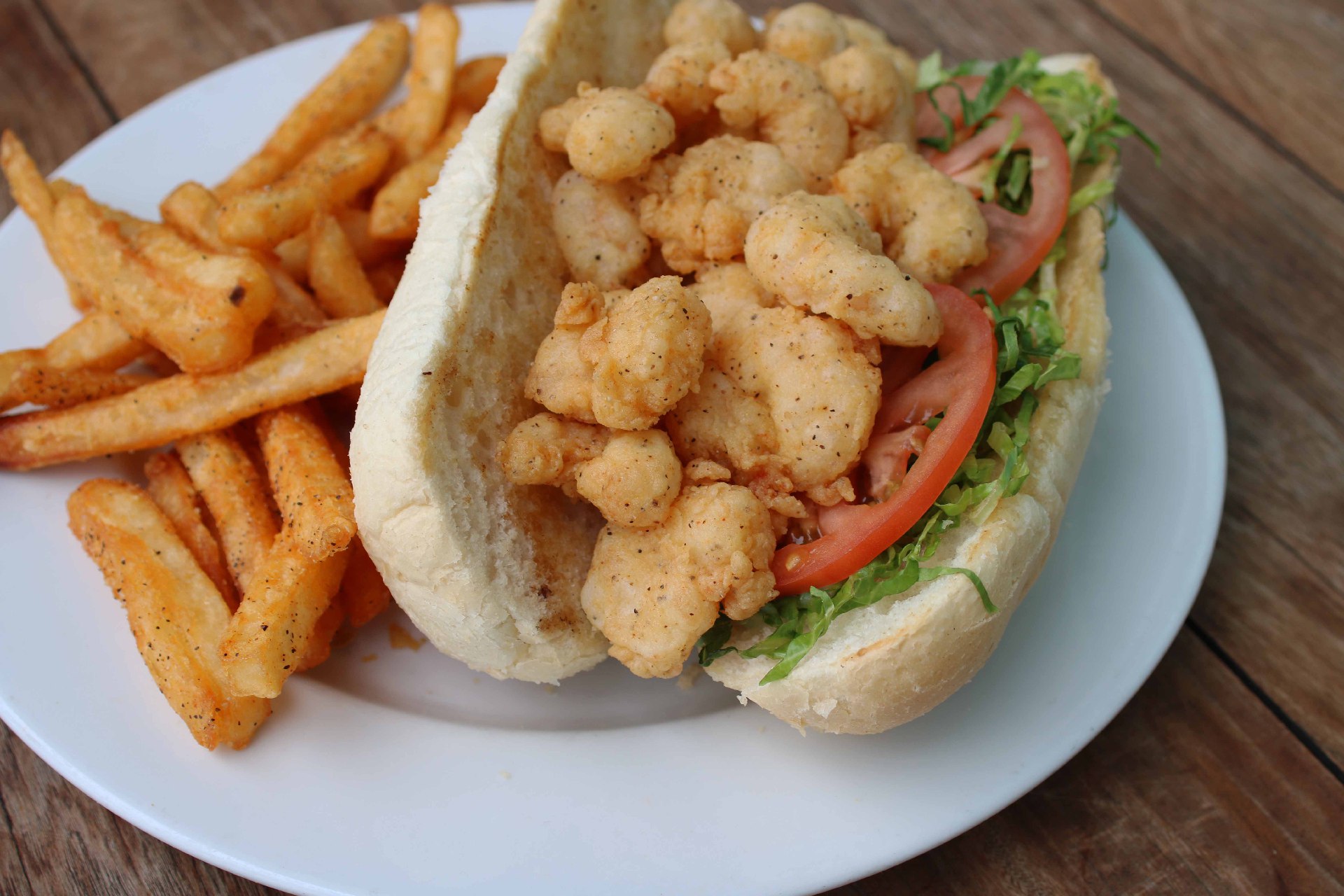 shrimp poboy and french fries